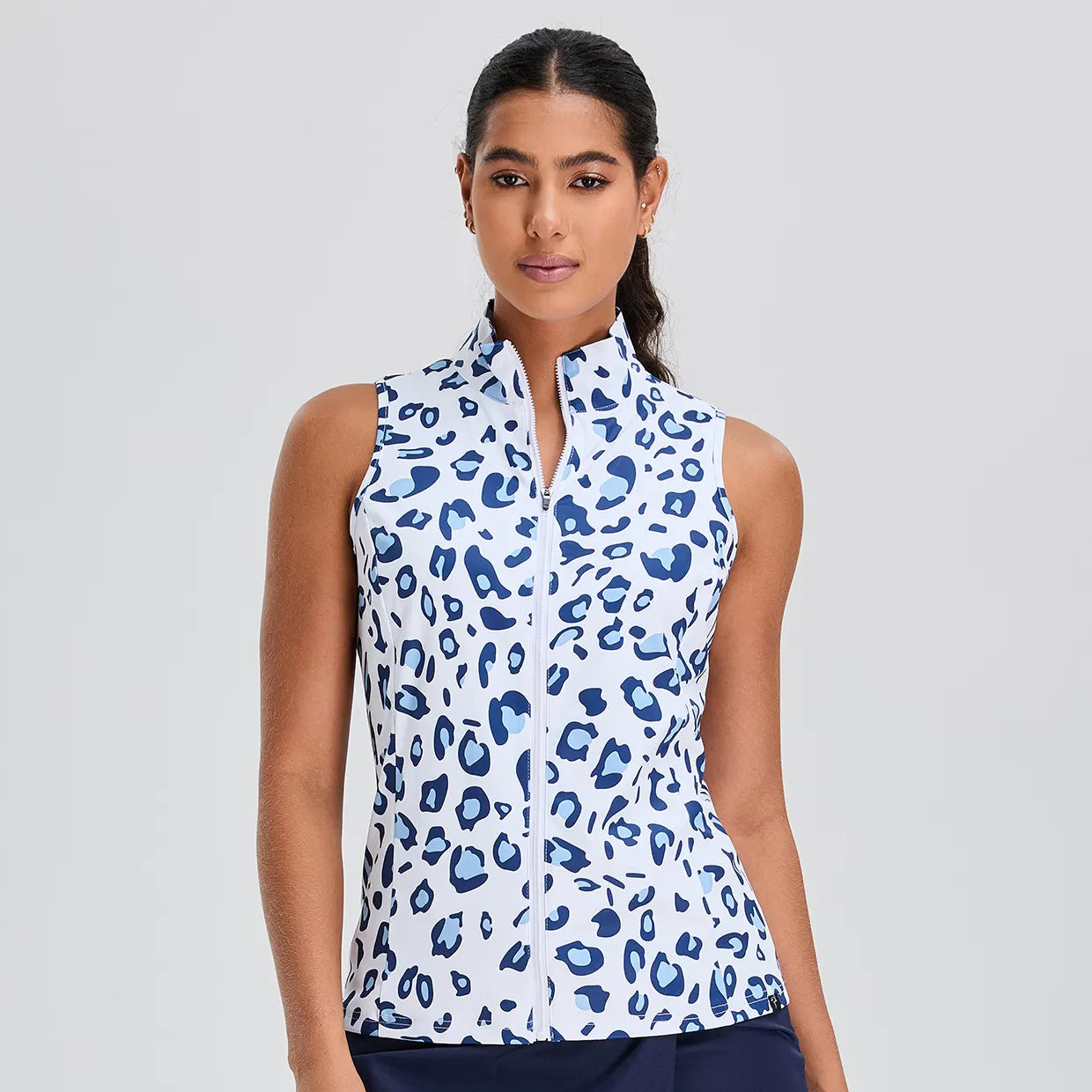 Full-zip Stand-collar Sleeveless Polo Shirts