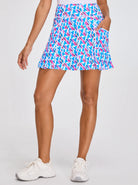 Ladies 17" Geometric Print Pleated Skort with Shorts