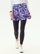 Purple Leaf Double-layered Skirted Leggings with Pockets