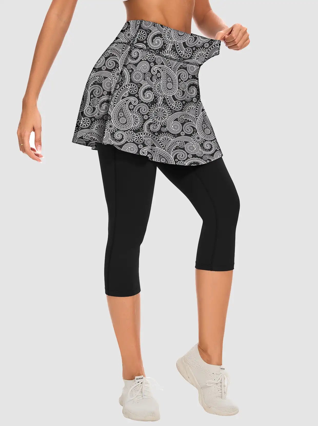 Basic Cropped Ruffled Skirted Leggings