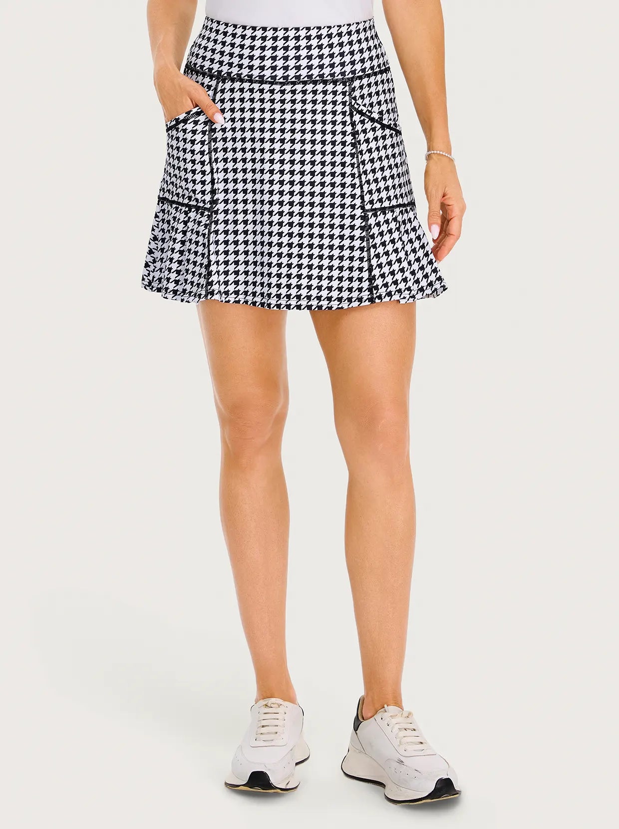 17" Colorful Floral Pleated Skorts with Shorts and Pockets