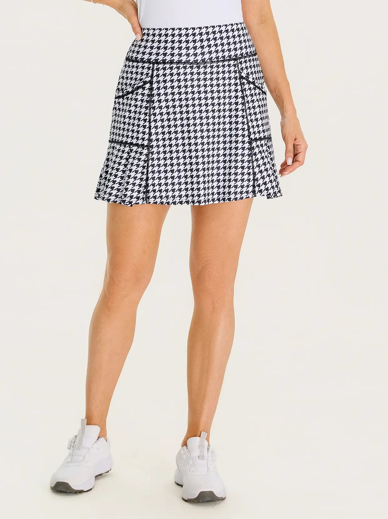 17" Pink Checkerboard Pleated Skorts with Shorts and Pockets