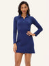 35" Stand-collar Long-sleeve Golf Dresses with Shorts
