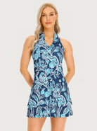 32" Blue Dandelion Racerback Sleeveless Active Dress with Shorts