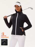 Black Hybrid Fleece Jacket with Pockets