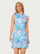 34" Spring Scenery Sleeveless Golf Dress with Shorts and Pockets