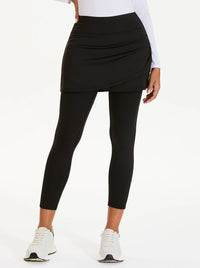 Basic Cross-over hem Cropped Pleated Active Skirted Leggings