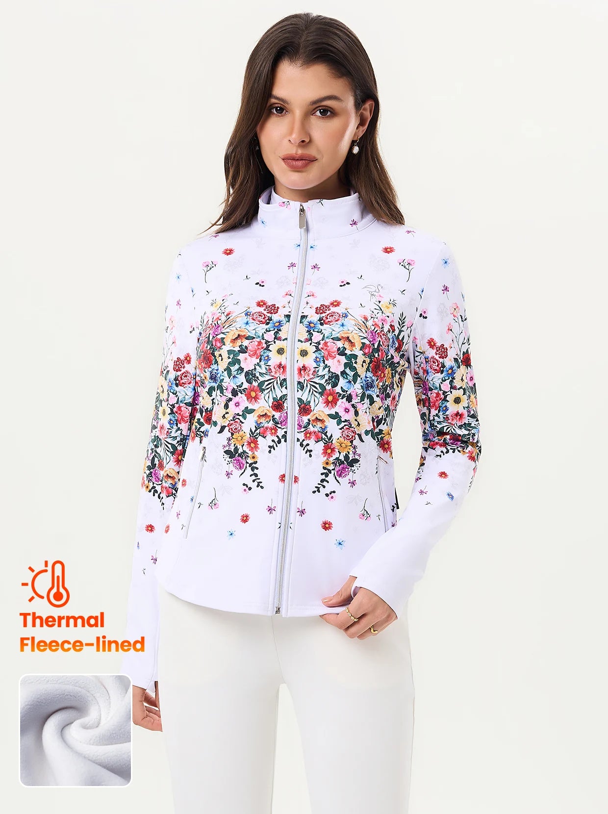 Thermal Colorful Floral Full-zip Golf Jacket