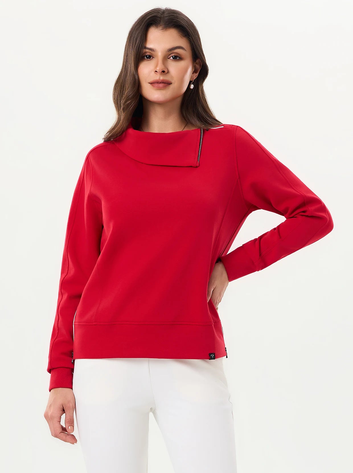 Red Multi-way Neckline Golf Sweatshirt