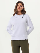White Adjustable Stand-collar Golf Sweatshirt