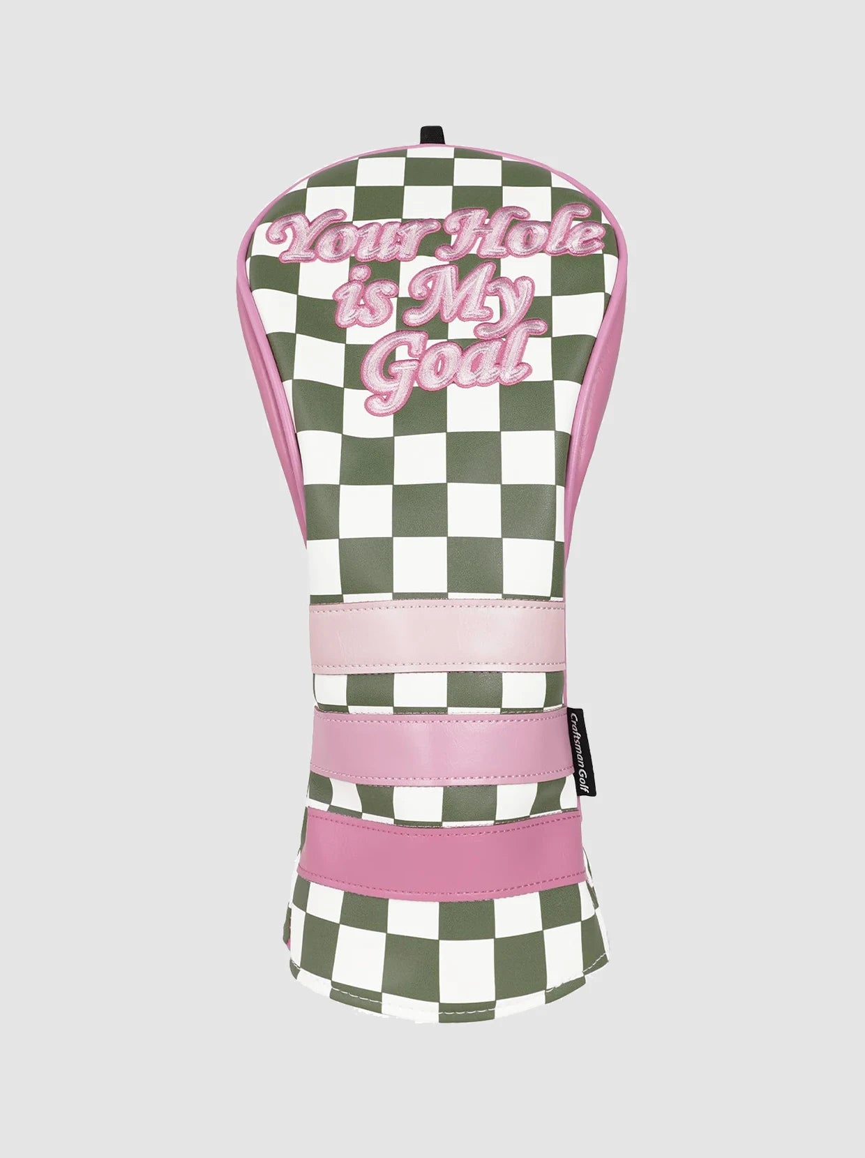 Pink and Green Checkerboard Leather Golf Headcovers