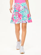 Women's 16" White Floral Ruffled Skorts with Shorts and Pockets