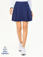 Water-repellent Navy 17" Pleated Golf Skorts with Shorts and Pockets