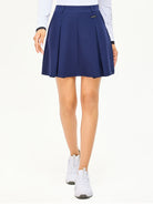 Water-repellent Blue 17" Pleated Golf Skorts with Shorts and Pockets