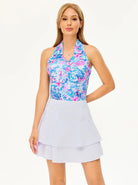 Spring Scenery V-neck Racerback Sleeveless Polo Shirts for Women