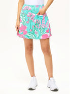 16.5" Pink Floral Pleated Active Skorts with Shorts and Pockets