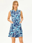 34" Blue Petal Prelude Sleeveless Dress with Shorts and Pockets 