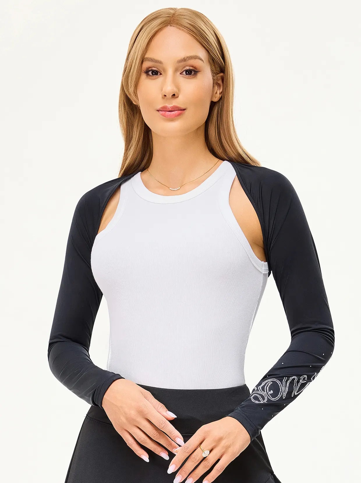 Basic Hot-Fix Rhinestone Shrug-style Sun Protection Sleeves (SHIP IN 9 DAYS)