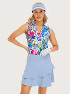 Marine Plant V-neck Sleeveless Polo Shirt for Women 