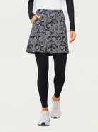 Women's White Paisley Ruffled Skirted Leggings with Pockets