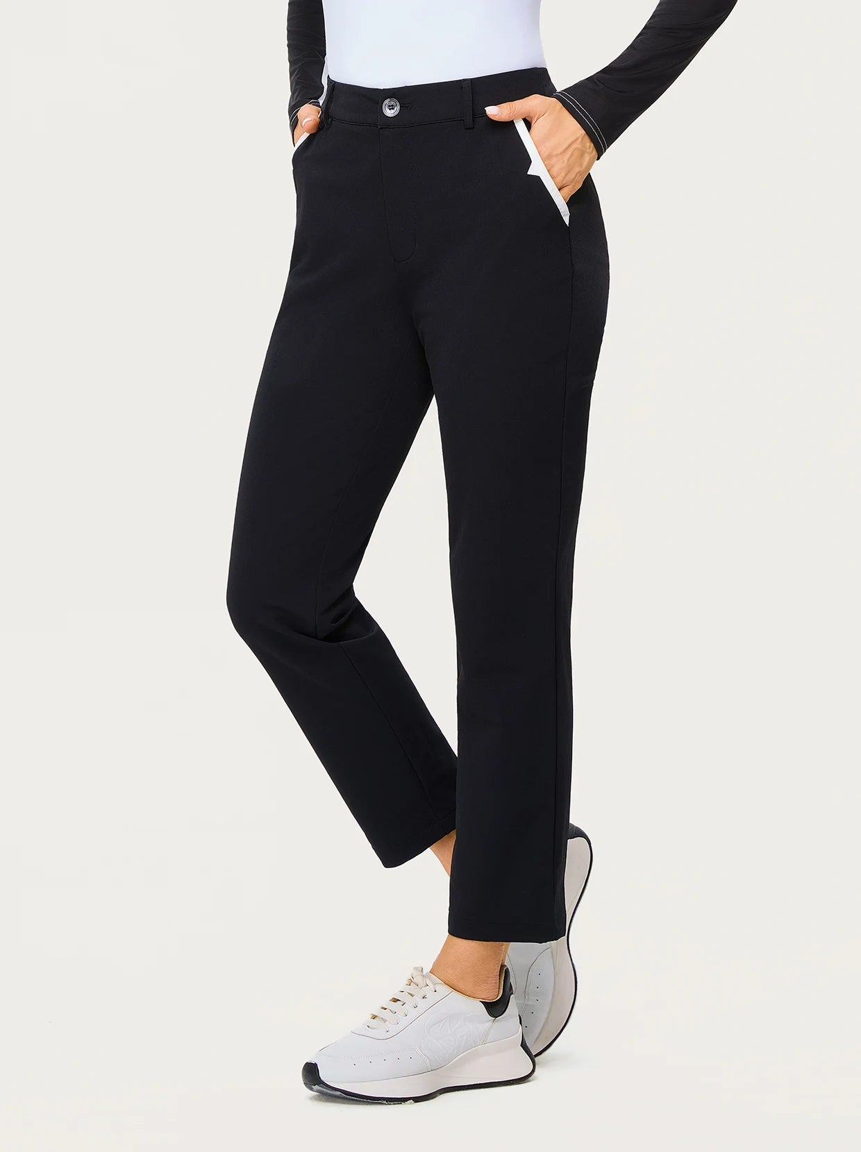 38" Black Water-repellent Golf Pants with Pockets