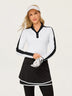 Contrast Button-placket Long-sleeve Golf Polo Shirt