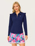 Basic Ruffled Quarter-zip Long-sleeve Golf Polo Shirts