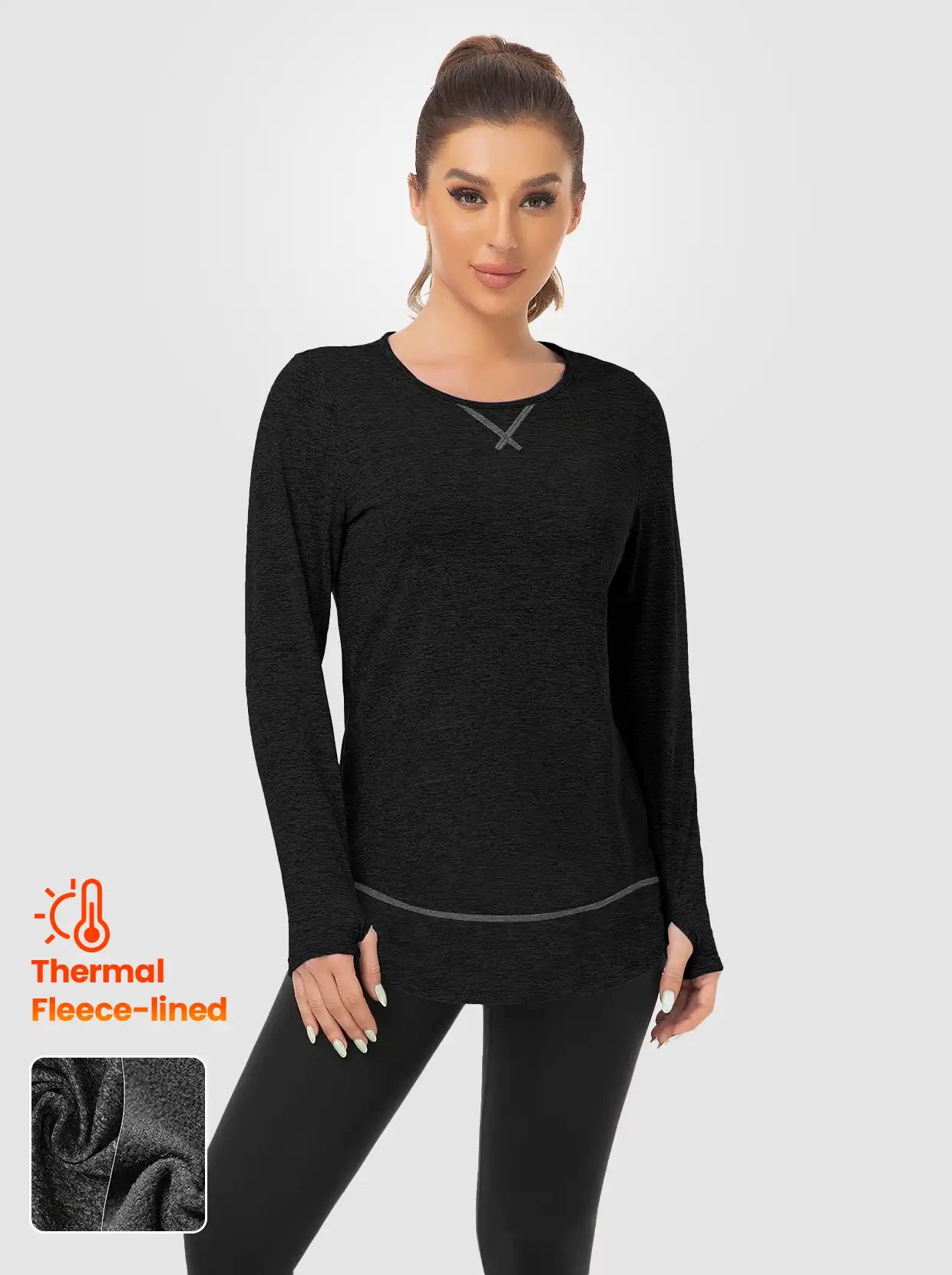 Basic Crew-neck Long-sleeve Thermal Tops