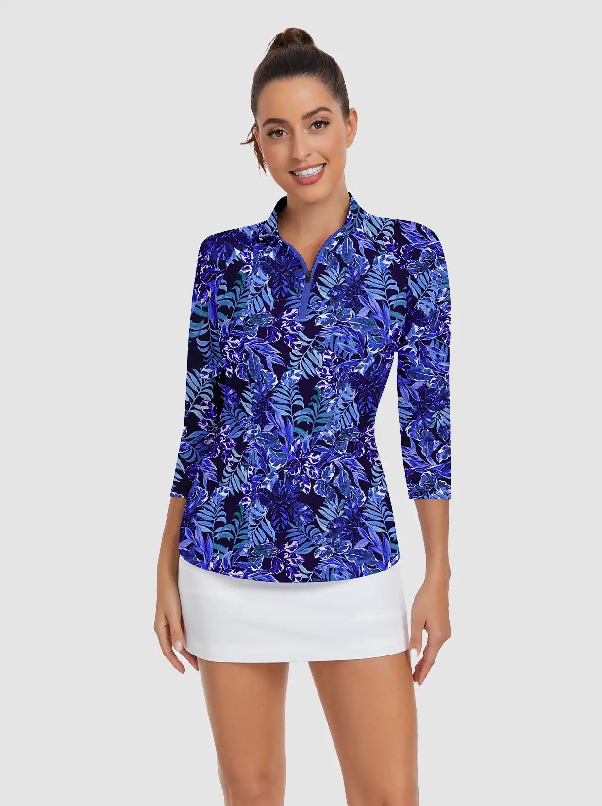 UPF50+ Quarter-zip 3/4 Sleeve Polo Shirt