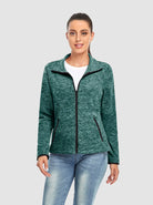 Lake Green Stand-collar Long-sleeve Fleece Jacket