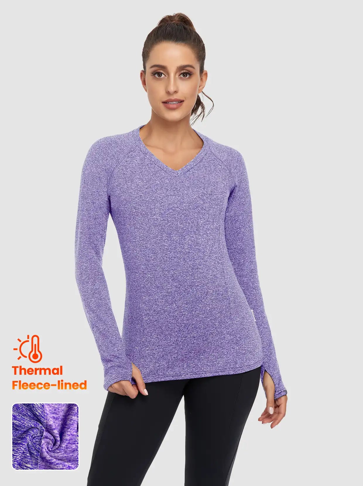 V-neck Long-sleeve Thermal Top for Women