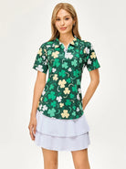 Green Shamrock Quarter-zip Short-sleeve Polo Shirt