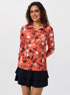 Halloween Orange Quarter-zip Long-sleeve Polo Shirt 