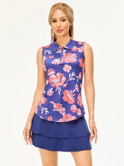 Red Floral Athletic Sleeveless Polo Shirt