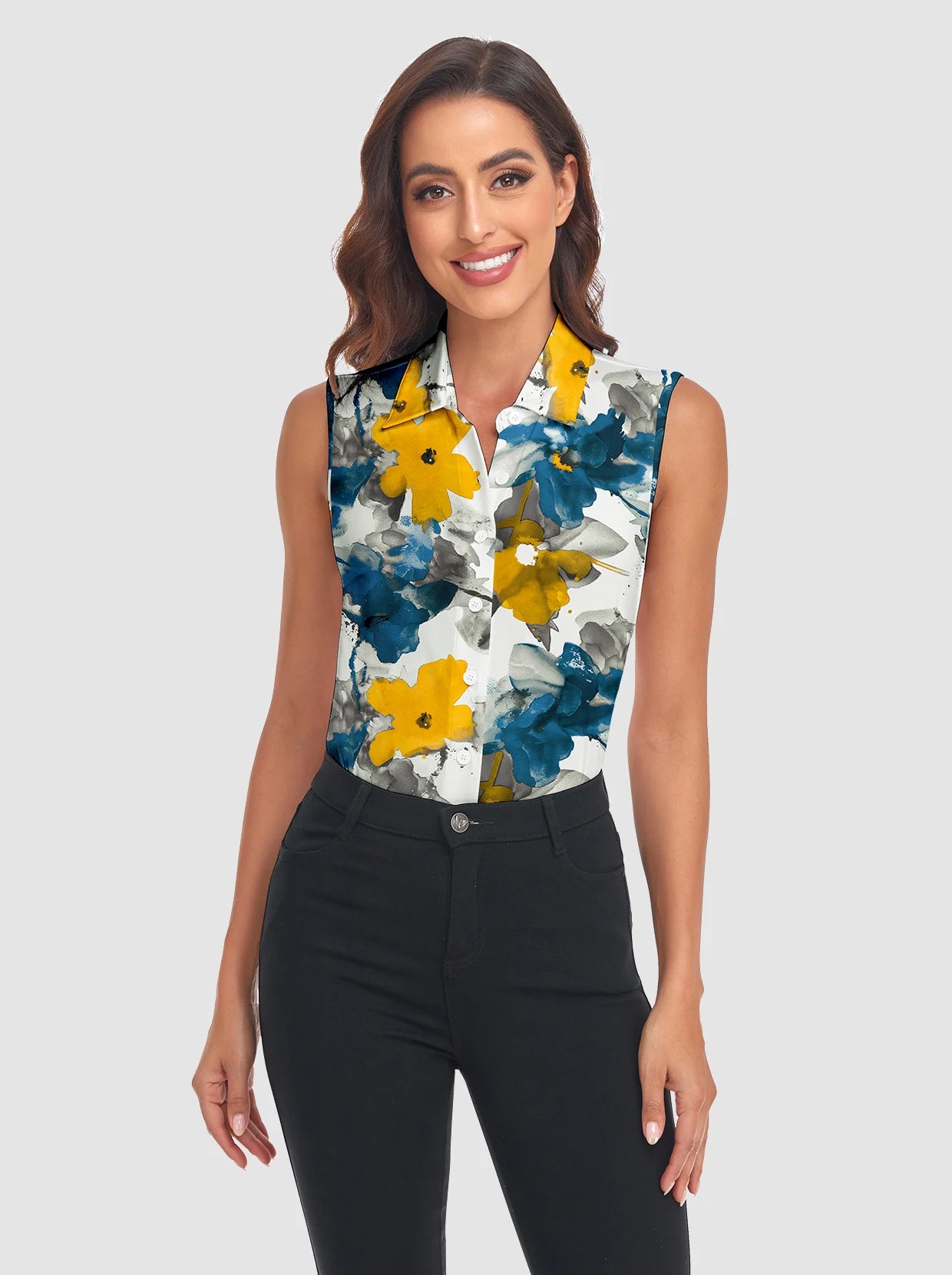 Moisture-wicking Button-Down Sleeveless Golf Polo Shirts