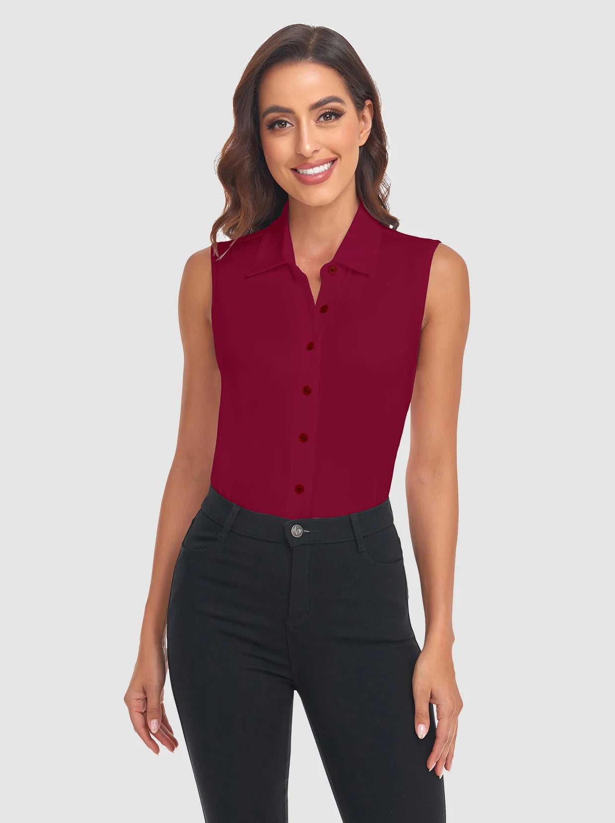 Moisture-wicking Button-Down Sleeveless Golf Polo Shirts