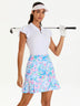 Solid Color Quarter-zip Ruffled Short-sleeve Polo Shirt for Women