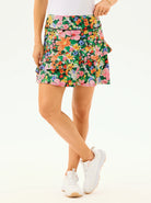 Women's 17" Colorful Floral Ruffled Athletic Skorts with Shorts 