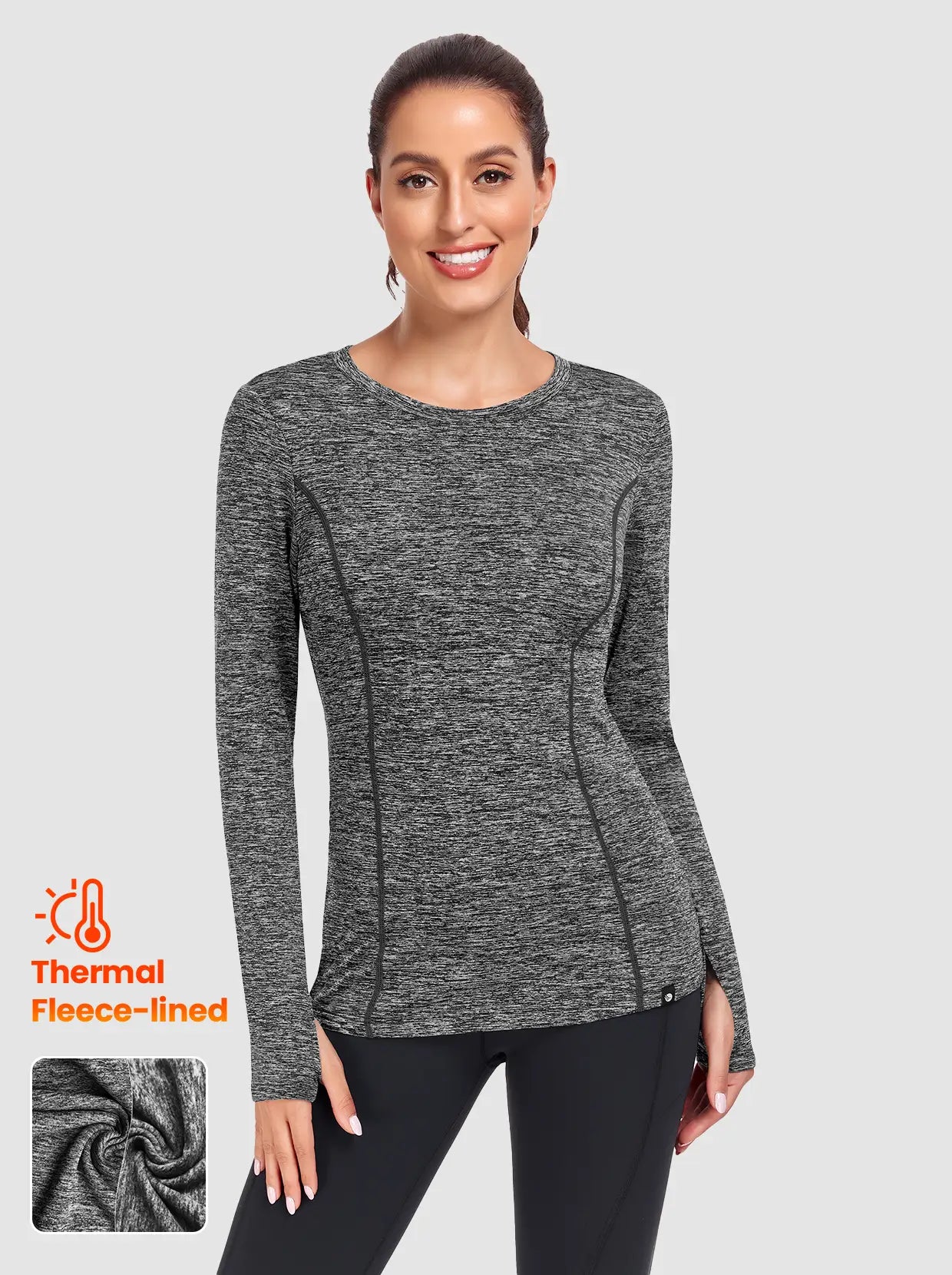 Thermal Pullover Long-sleeve Top with Two Hidden Pockets