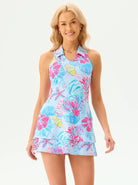 32" Racerback Coral Mirage Pattern Sleeveless Golf Dress with Shorts