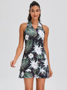 32" White Floral Racerback Sleeveless Dress with Shorts