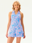 Women's 32" Marine Print Racerback V-neck Golf Dress with Shorts