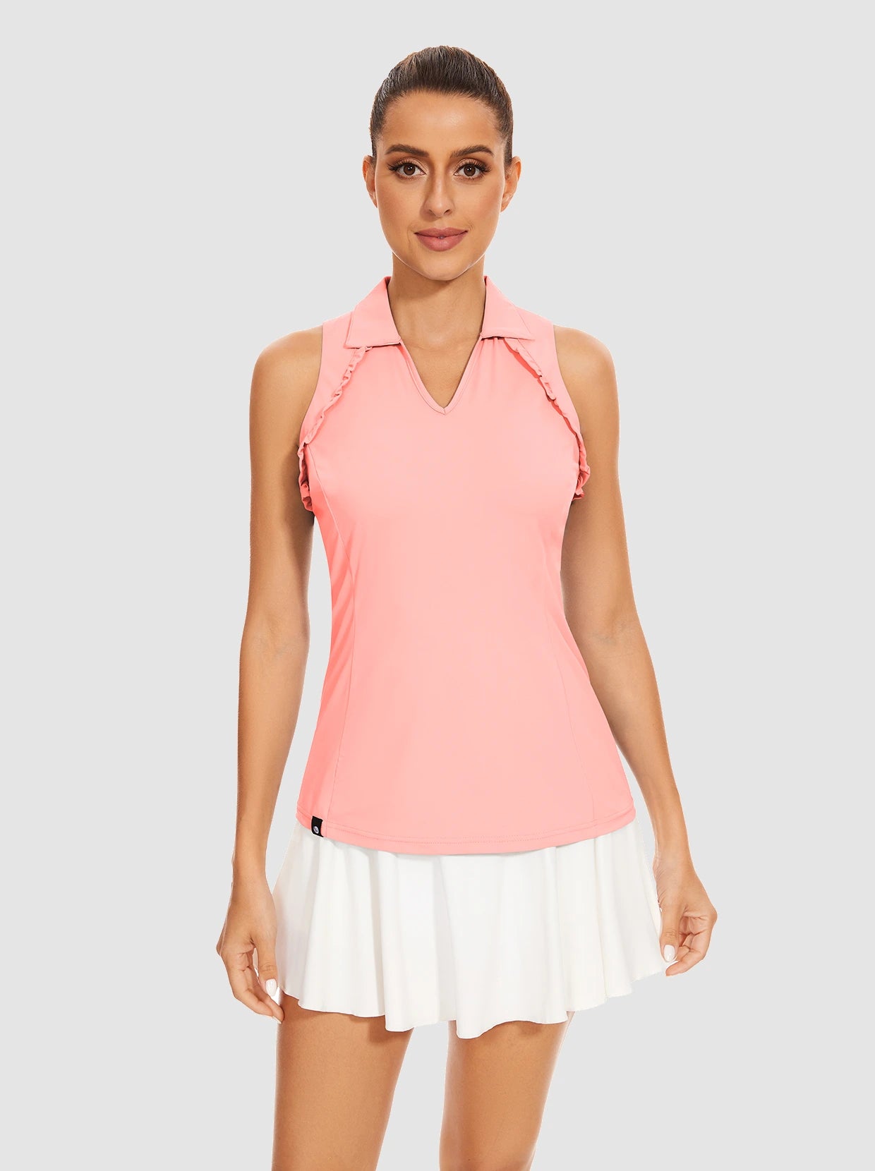 Basic V-Neck Sleeveless Golf Polo Shirt For Women