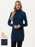 Side-zip Long-sleeve Thermal Dresses with Pockets