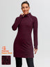Side-zip Long-sleeve Thermal Dresses with Pockets