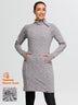 Side-zip 35" Mock Neck Long-sleeve Fleece Dresses