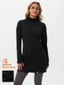 Basic Side-zip Long-sleeve Thermal Dresses with Pockets