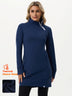 Basic Side-zip Long-sleeve Thermal Dresses with Pockets