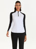 White Stand-collar Long-sleeve Polo Shirt for Women