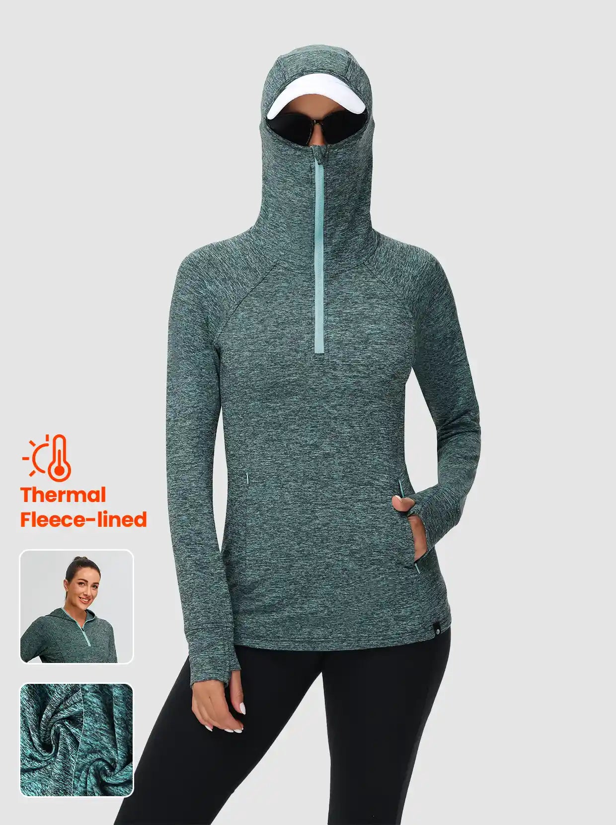 Half-zip Hoodies Long-sleeve Thermal Top for Women